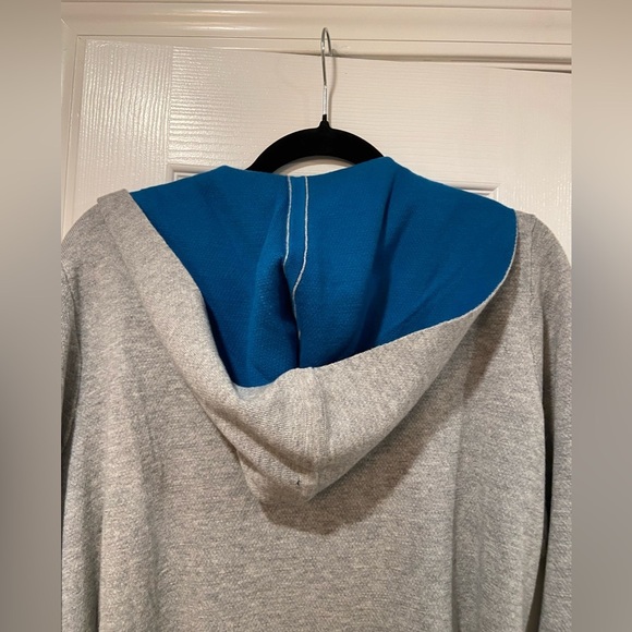 NWT The Limited Gray Turquoise Knit Wrap Front Hooded Belted Cardigan Size XL - Picture 9 of 12